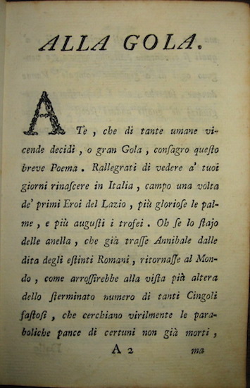Caetano Gutierrez del Hoyo Il cavalier del dente. Poemetto 1767 in Milano appresso Giuseppe Galeazzi Regio Stampatore